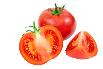 ripe tomatoes on a white background. the concept of cooking tomato sauce. red vegetables on a light texture. juicy pink tomatoes on the table