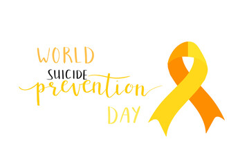 world suicide prevention day hand lettering vector illustration. Orange and yellow colors