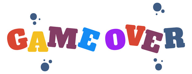 Game over logo. Color ending title text