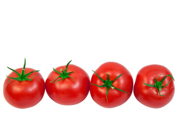 ripe tomatoes on a white background. the concept of cooking tomato sauce. red vegetables on a light texture. juicy pink tomatoes on the table