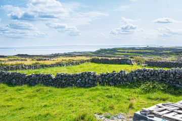 Fields and stone walls in Inisheer Island, Galway County, Ireland

