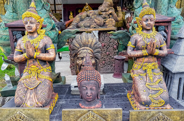 Buddha statues chinese figures stupas holy shrines Koh Samui Thailand.