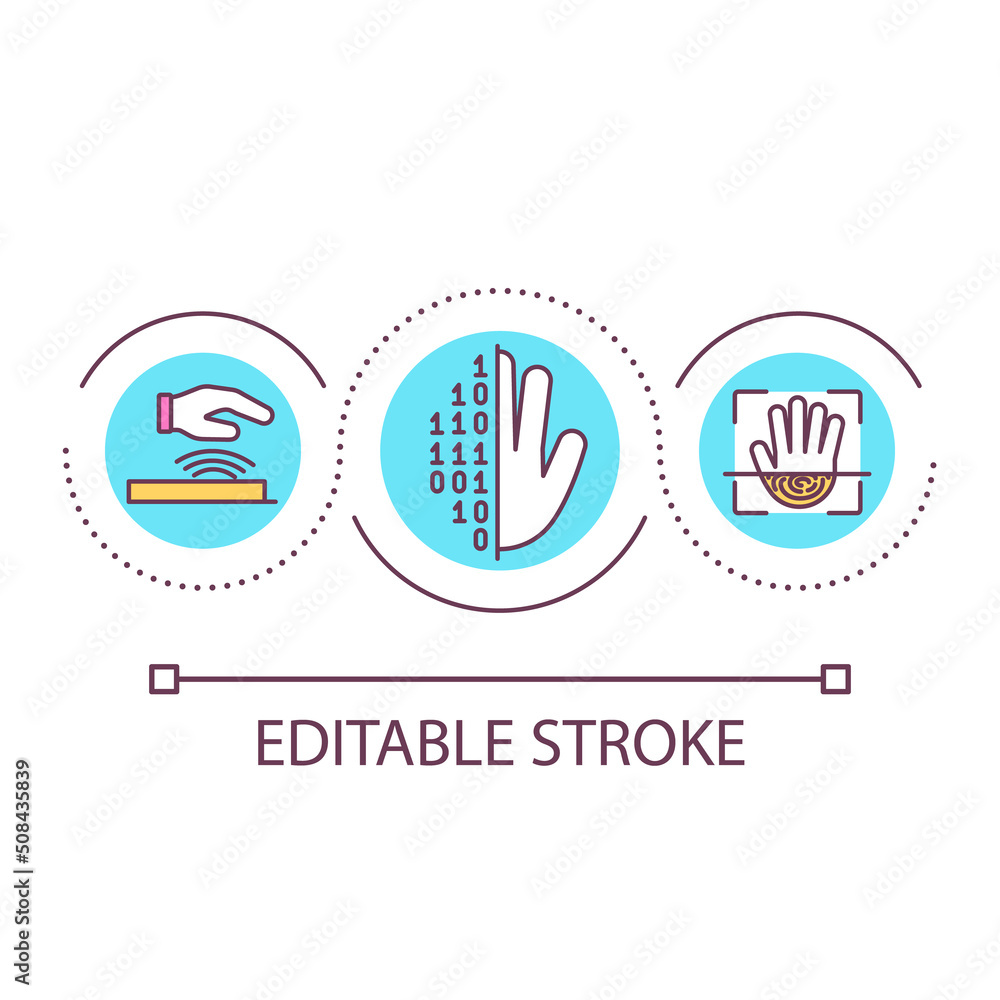 Poster palm vein scan loop concept icon. biometric security method abstract idea thin line illustration. au