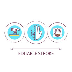 Palm vein scan loop concept icon. Biometric security method abstract idea thin line illustration. Authentication process. Hand scanner. Isolated outline drawing. Editable stroke. Arial font used