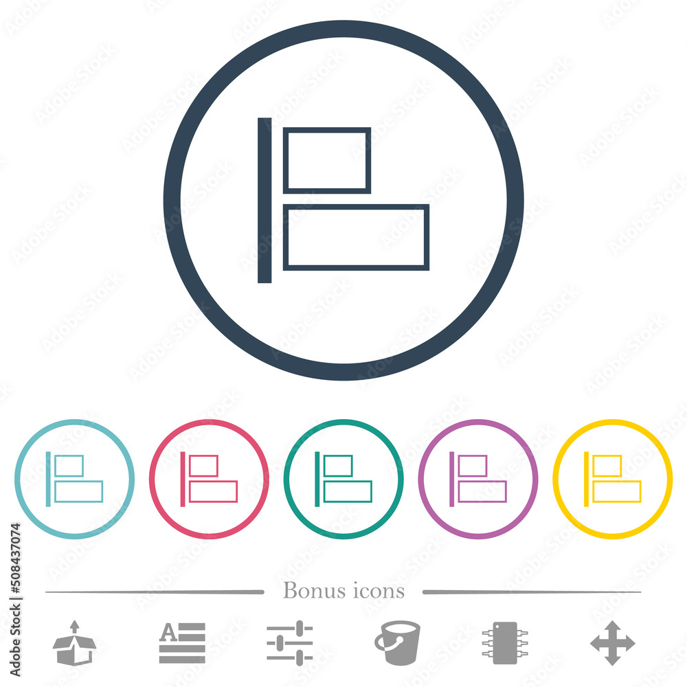 Poster align to left outline flat color icons in round outlines