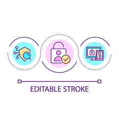Protecting customer biometric data loop concept icon. Security measure abstract idea thin line illustration. Access management. Isolated outline drawing. Editable stroke. Arial font used