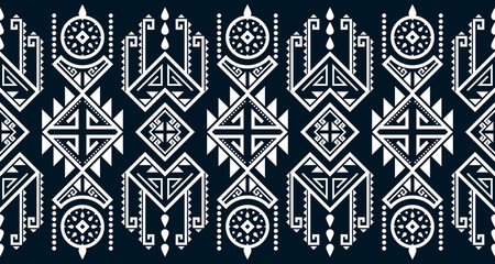 Abstract ethnic geometric print pattern design repeating background texture in black and white. EP.11 - obrazy, fototapety, plakaty