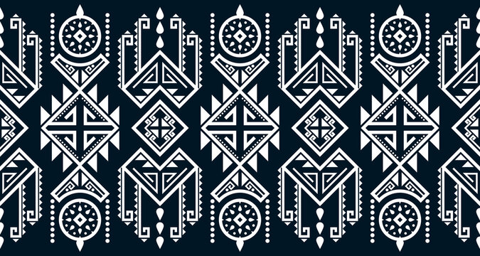 Abstract ethnic geometric print pattern design repeating background texture in black and white. EP.11