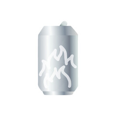 Silver soda can fire flat icon.