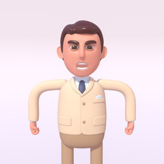 3d render of angry businessman in suit shouting in rage