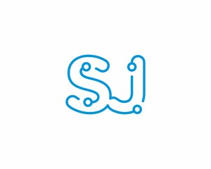 Abstract Letters SJ Logo Design Template 001