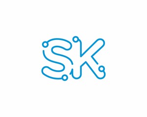 Abstract Letters SK Logo Design Template 001