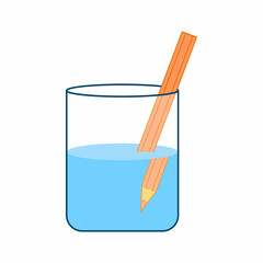 refraction of pencil in water diagram. Bending pencil experiment