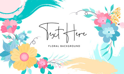 beautiful colorful hand drawing flat floral background design