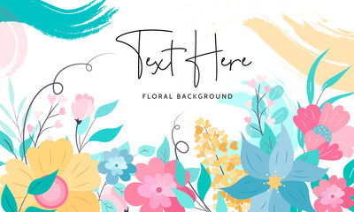 beautiful colorful hand drawing flat floral background design
