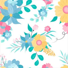 Küchenrückwand glas motiv beautiful colorful hand drawing flat floral seamless pattern © mariadeta
