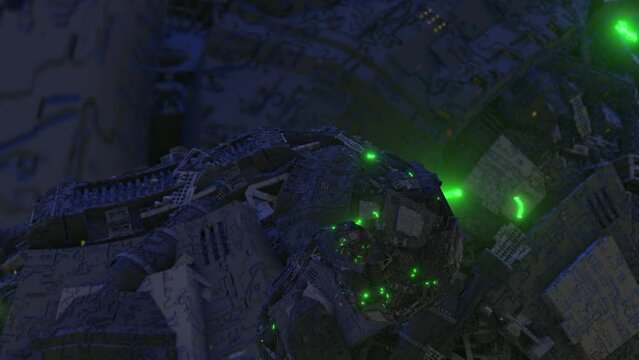 Industrial sci-fi spiral fractal zoom 3d seamless loop
