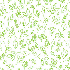 Floral green and white pattern.  Design element for fabric, textile, wrapping paper.