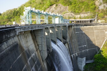 Okuta Dam and lakeside mountains in Sendai, Miyagi, Japan - 日本 宮城県 大倉ダム