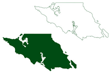 Mulege municipality (Free and Sovereign State of Baja California Sur, Mexico, United Mexican States) map vector illustration, scribble sketch Mulegé map