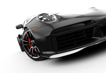 Generic and unbranded black sport car isolated on a white background
