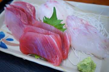 Japanese Food, Variety of Sashimi with Wasabi - 日本料理 お刺身 盛り合わせ	