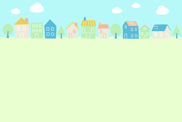 背景素材_かわいい街並み_パステルカラー