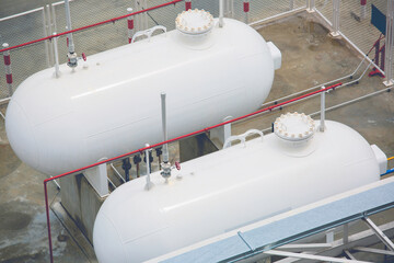 Storage two of gas LPG in the horizontal tanks