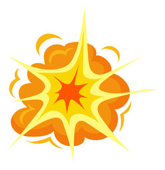 Bang effect. Cartoon boom explosion. Fire blast icon