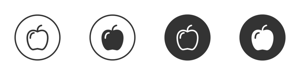 Apple icon set. Outline and flat design. Vector illustration.