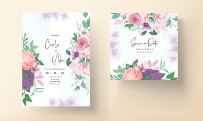 beautiful hand drawing flower invitation card