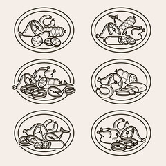 Meat food labels and elements set. Collection icon meat food. Vector