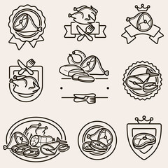Meat food labels and elements set. Collection icon meat food. Vector