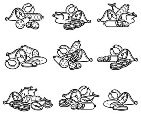 Meat food set. Collection icon meat. Vector