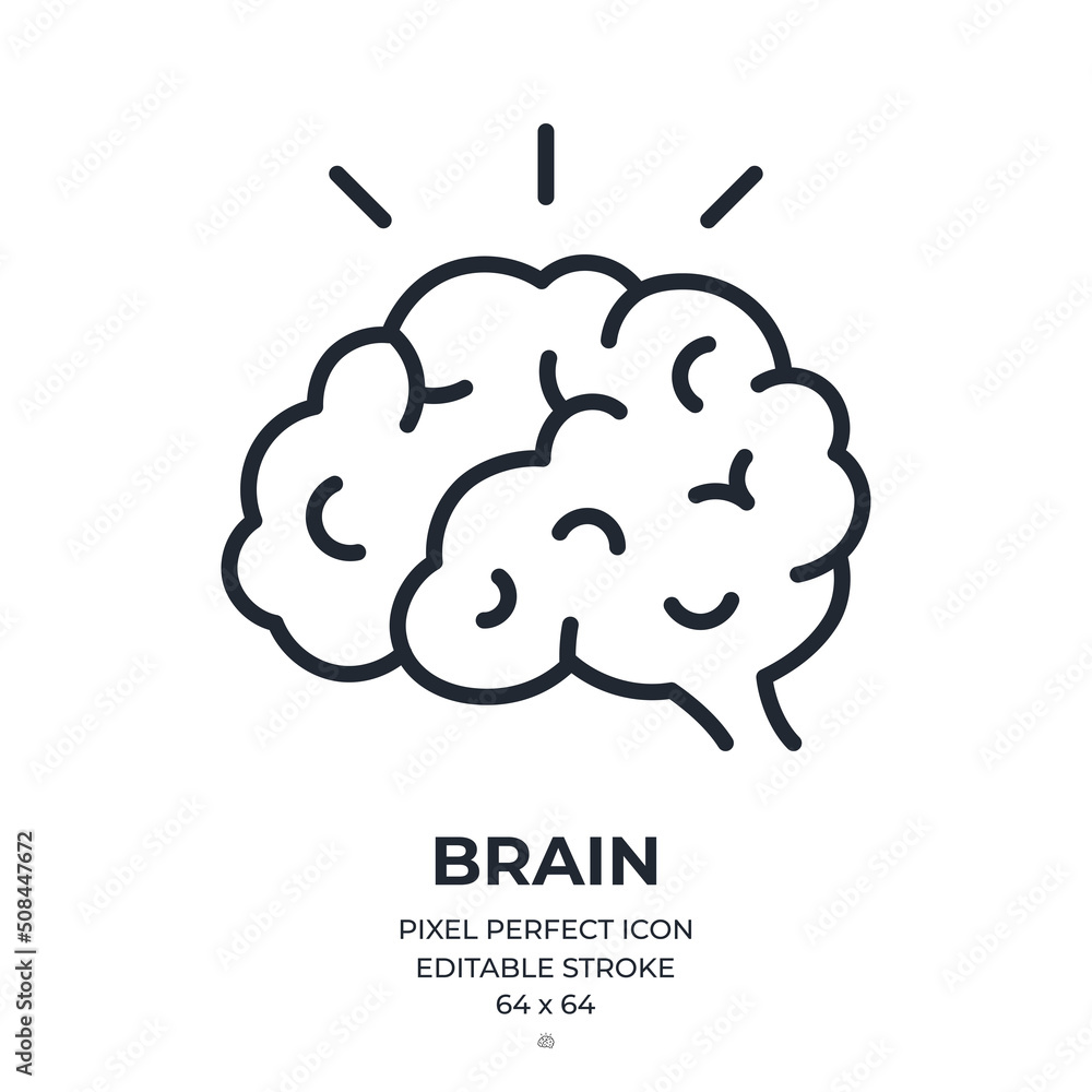 Wall mural brain editable stroke outline icon isolated on white background flat vector illustration. pixel perf