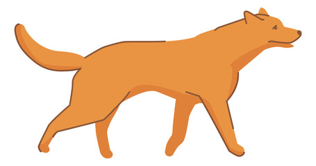 Happy walking dog. Funny running pet animal