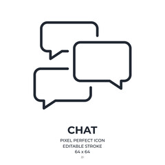 Bubble speech editable stroke outline icon isolated on white background flat vector illustration. Pixel perfect. 64 x 64.