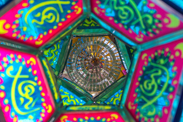 Ramadan lantern metallic shape from the inside