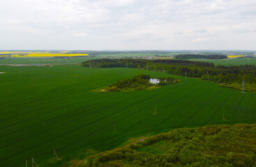 Obraz premium Aerial view of rural agricultural fields