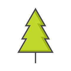 Color icon of coniferous tree. Green tree Spruce contour drawing. Stylized coniferous tree as element of simple and modern design. Vector illustration on white background