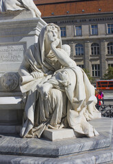 Fragment of Schiller Monument in front of Concert Hall (Konzerthaus Berlin) in Berlin	