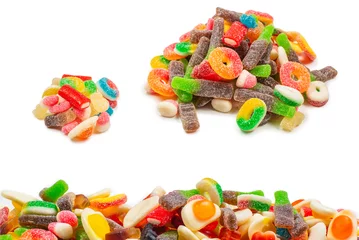 Rolgordijnen Assorted gummy candies. Top view. Jelly  sweets. © Nikolay