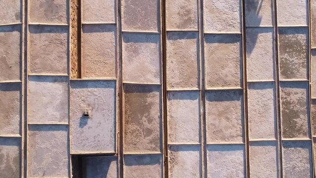 cenital view of salted flats in A&ntilde;ana, Basque country, Spain