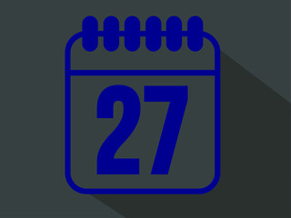Day 27 calendar. Calendar icon in blue with dark background.