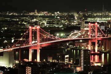 Fototapeta na wymiar 高塔山展望台から見る日本新三大夜景都市