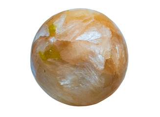 Photo Polished, Polished Natural Stone Stilbite (Russian Name). Isolated On White Background