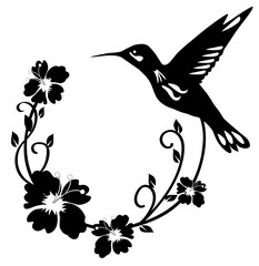 Vector Hummingbird Floral Frame/