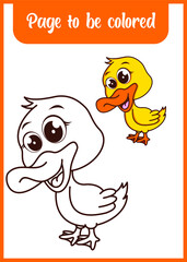 coloring book for kids, cute duck 