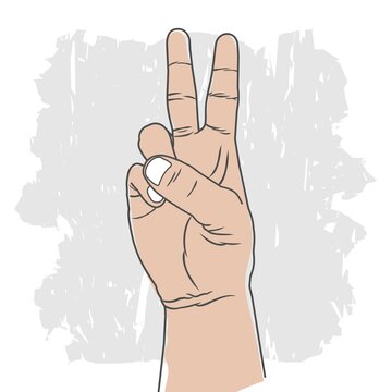 Victory or peace hand gesture vector symbol