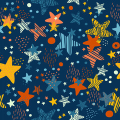 Seamless pattern with stars in trendy colors vector